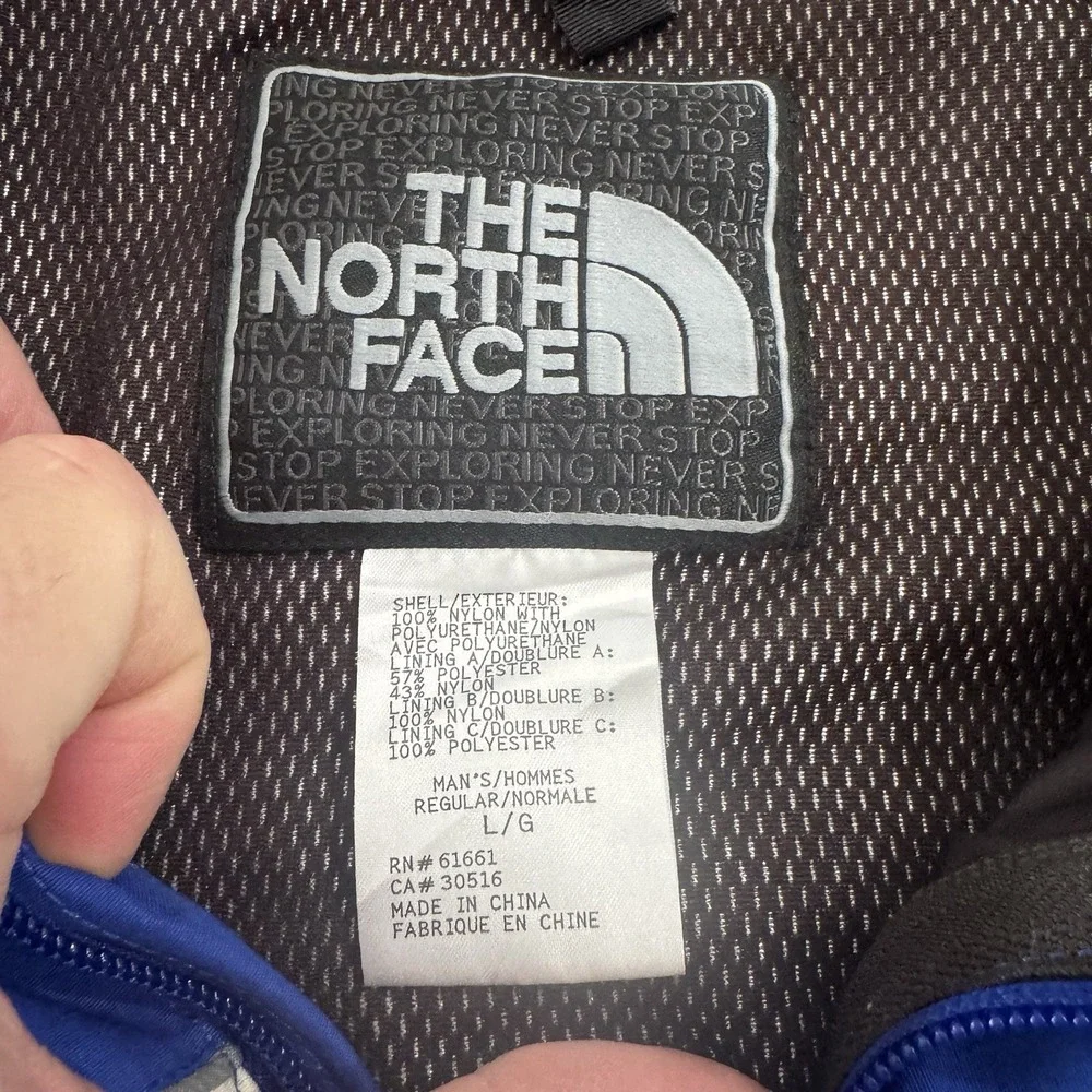 Vintage‎ North Face Jacket Mens L Blue White Hyvent Full Zip Outdoor Shell 90s